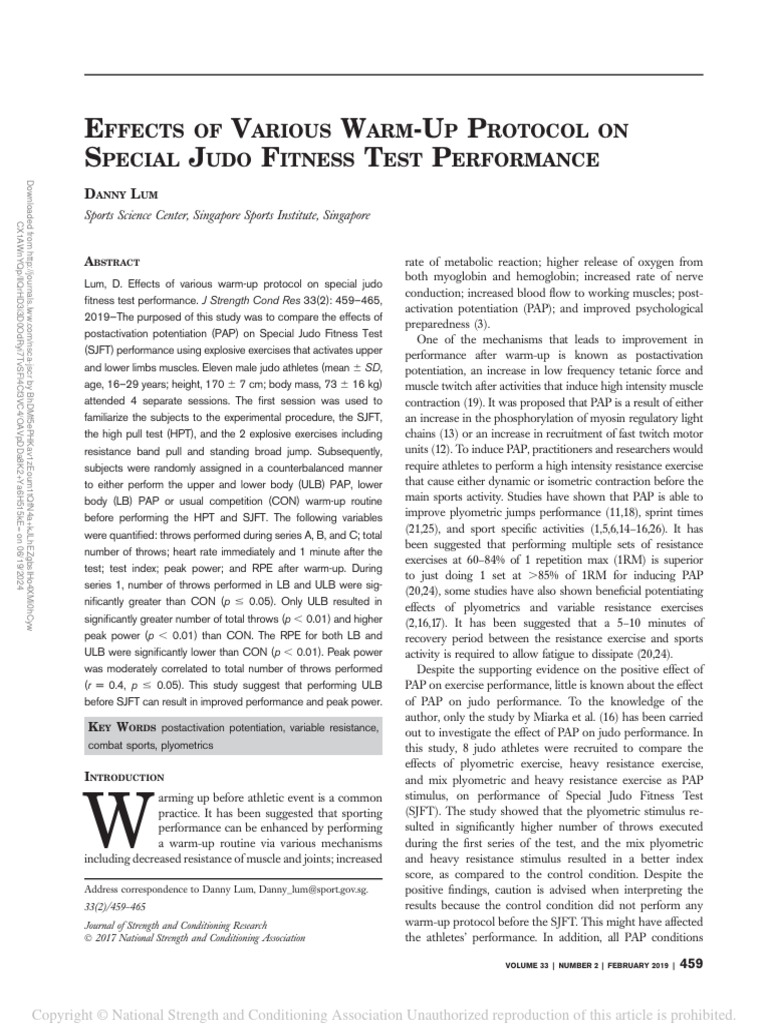 Effects of Various Warm Up Protocol On Special.19 | PDF | Strength ...