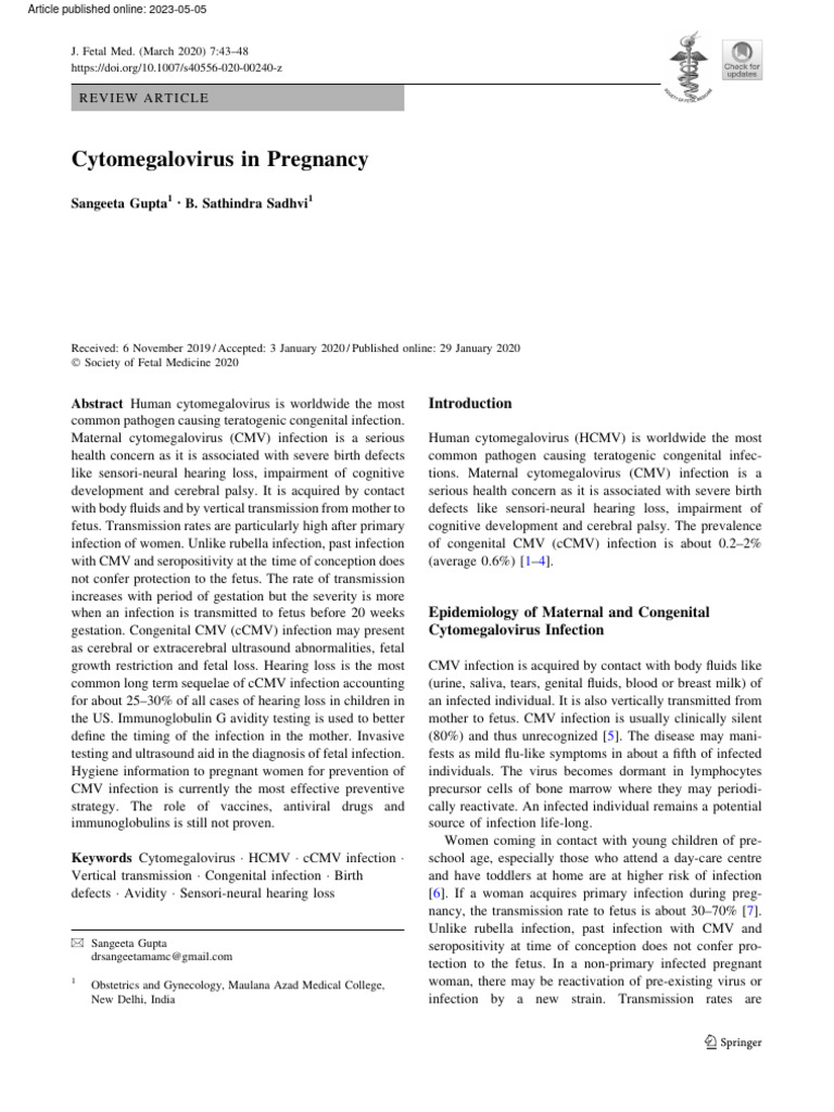 Cytomegalovirus Impact on Pregnancy | PDF | Fetus | Pregnancy