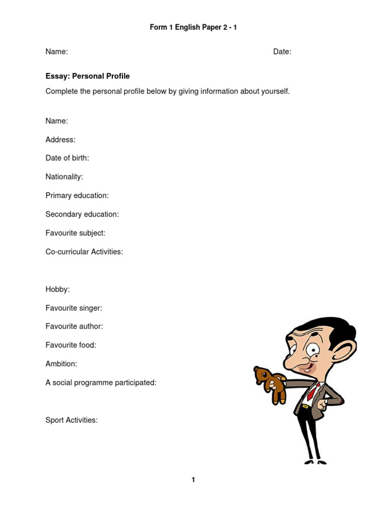 Personal Profile Essay Guide | PDF | Self-Improvement