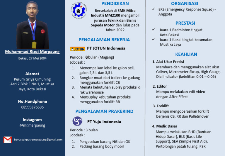 Profil Muhammad Rizqi Marpaung: Pendidikan & Keahlian | PDF