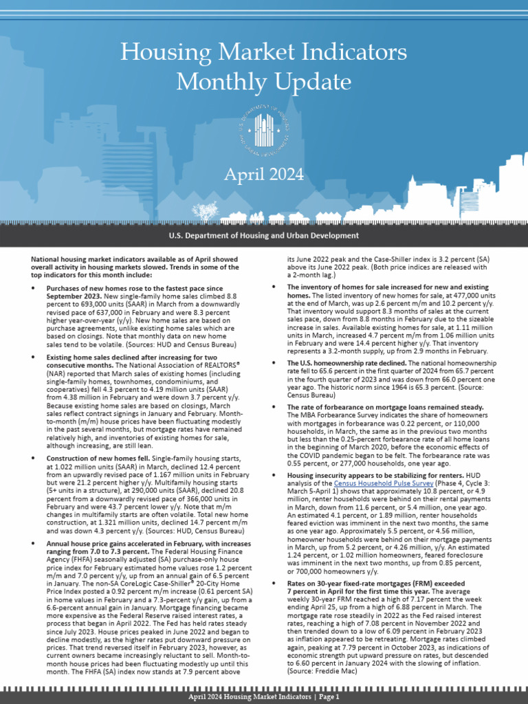 Housing Market Indicators Report April 2024 | PDF | Real Estate ...