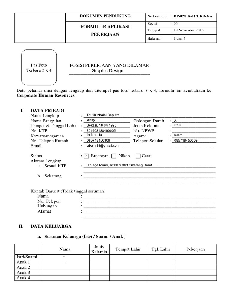 2 Job Application Form | PDF