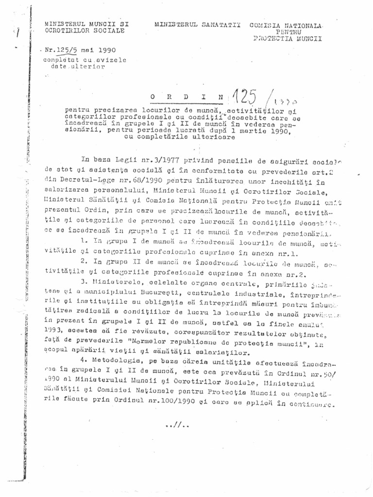 ORDIN 125 - 1990 (Varianta 31.08.1994) | PDF