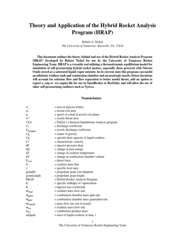 Hybrid Rocket Analysis Program Overview | PDF | Rocket Propellant ...