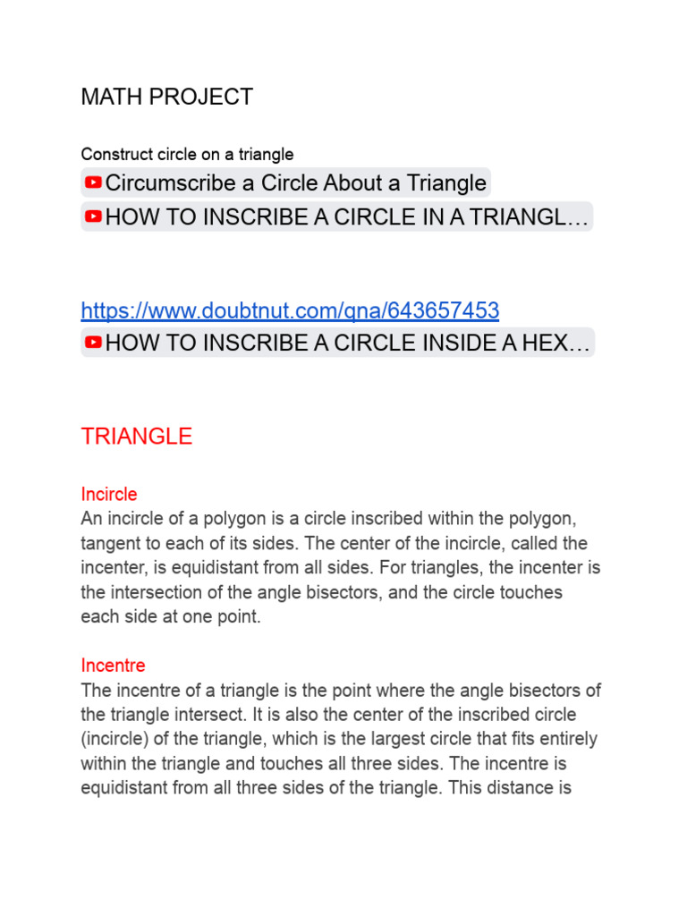 Triangle Circle Construction Guide | PDF | Triangle | Circle