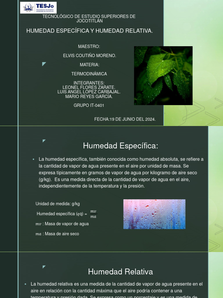 Humedad Específica y Relativa Explicadas | PDF | Humedad | Vapor de agua