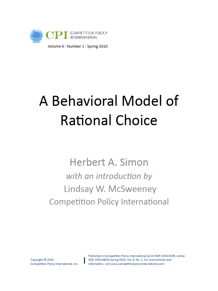 A Behavioral Model of Rational Choice | PDF | Finance & Money ...
