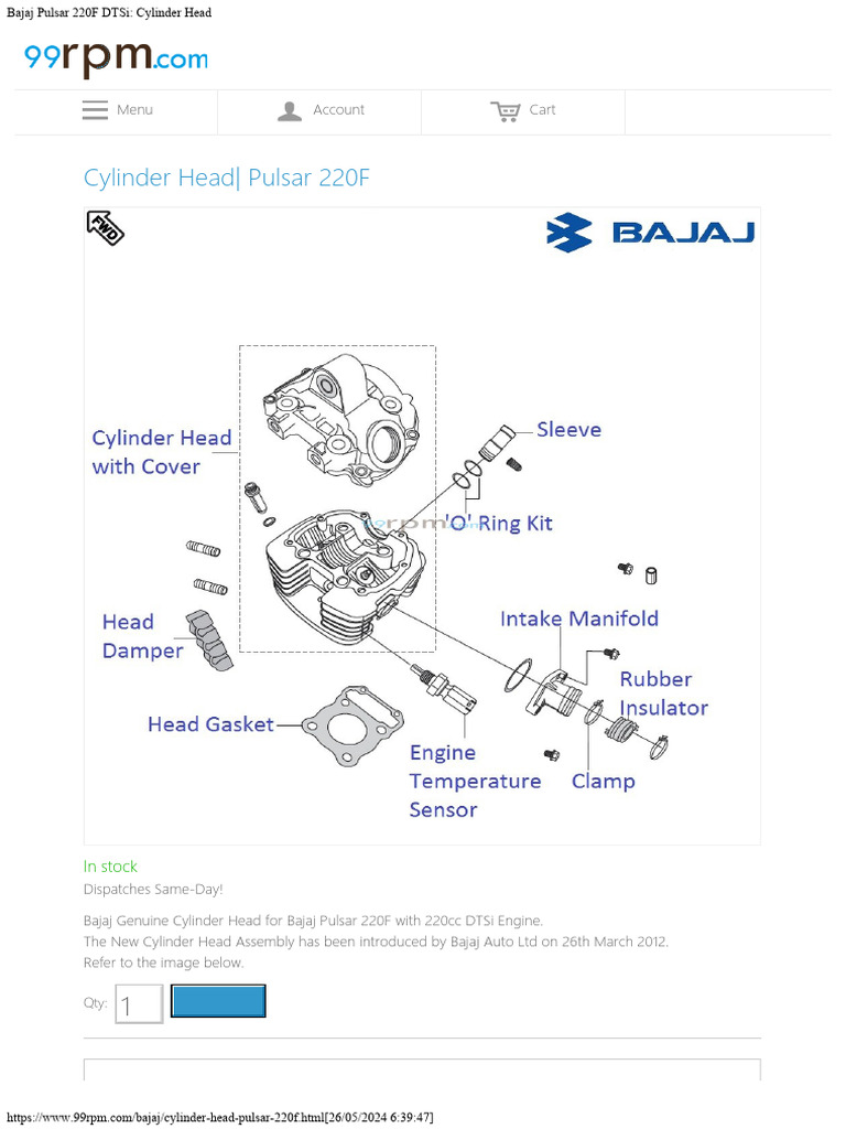 Bajaj Pulsar 220f Dtsi Cylinder Head 2 Pdf Mechanical Engineering