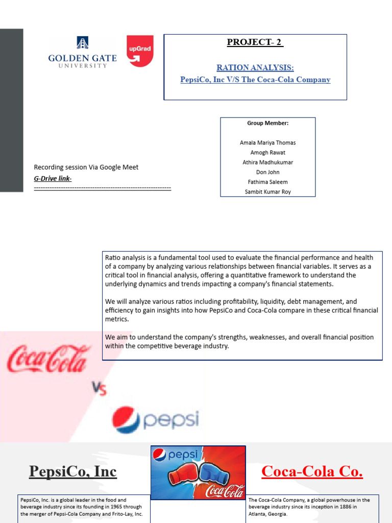 PepsiCo vs Coca-Cola: Ratio Analysis Insights | PDF | Pepsi Co | Coca Cola