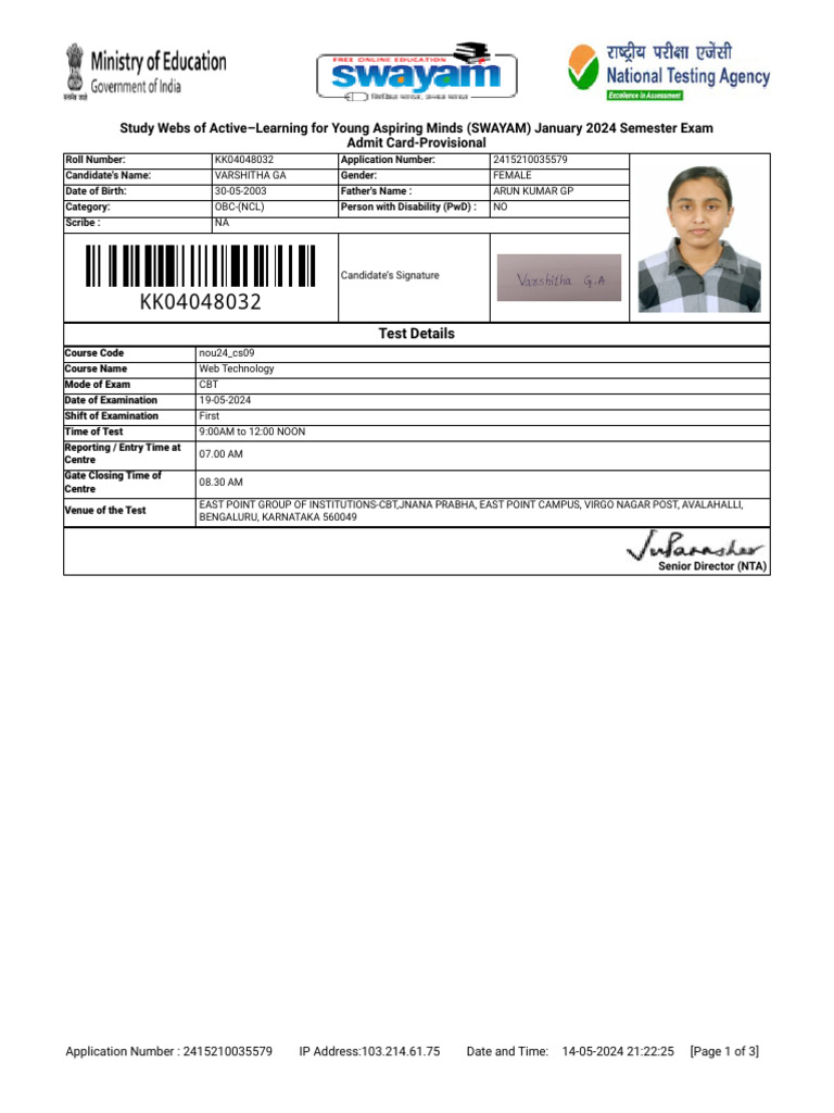 Swayam January 2024 Semester | PDF | Identity Document