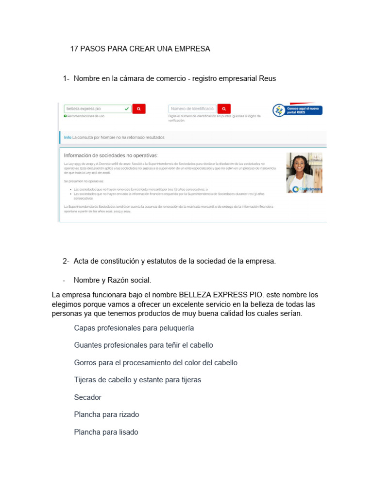 17 Pasos para Crear Una Empresa Emprendimiento 1 | PDF | Pensión ...