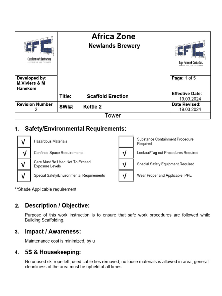 SWI - Scaffold Erection SAB Kettle 2 Area | PDF | Personal Protective ...