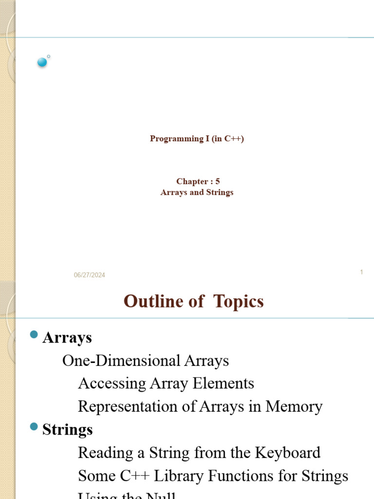 Chapter Five - Arrays and Strings | PDF | Integer (Computer Science ...
