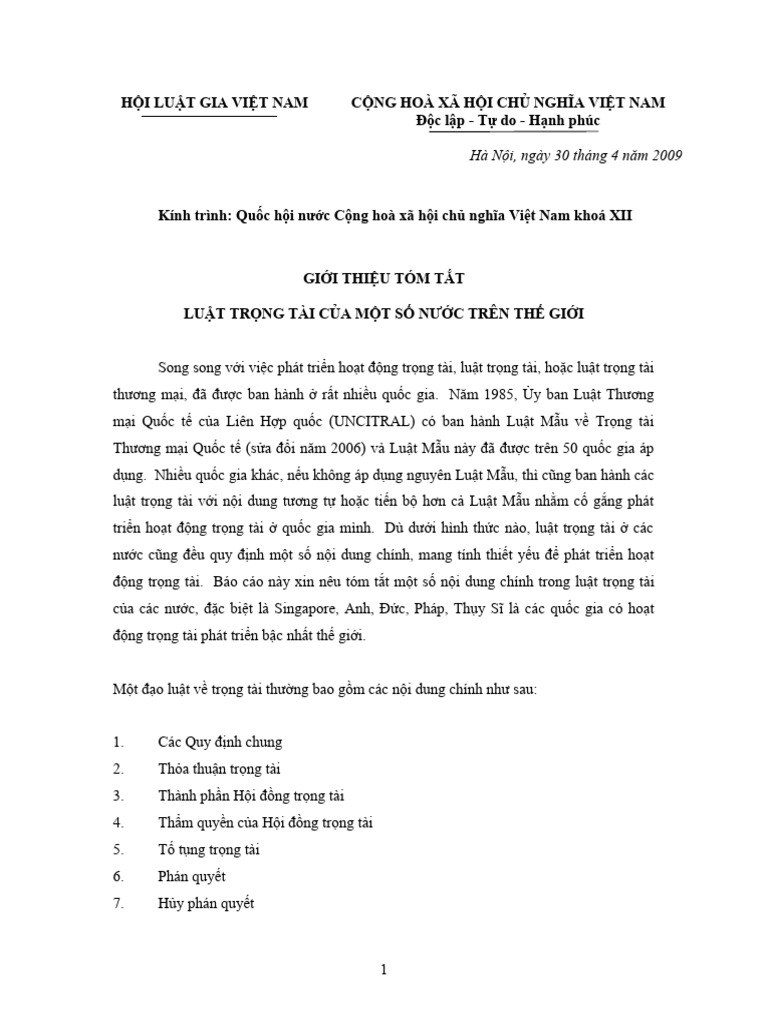 Tom tat luat trong tai cua cac nuoc pdf