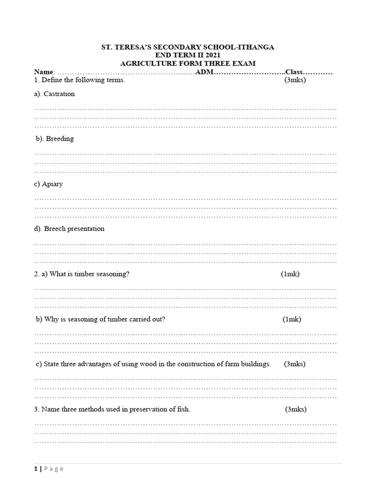 Form 3 Agric 2021 Pdf Insect Rearing Bees