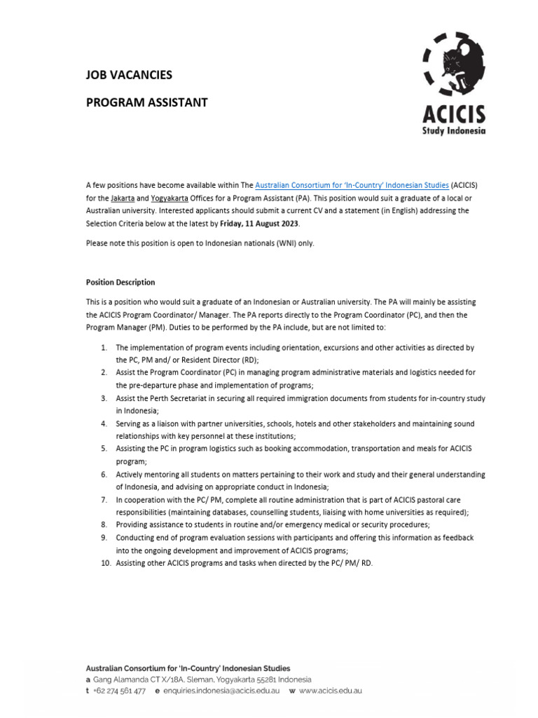 Acicis pa position description 2023 pdf