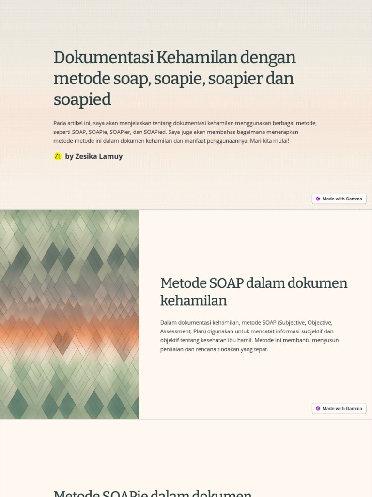 Metode SOAP dalam Dokumentasi Kehamilan | PDF | Pengembangan Diri
