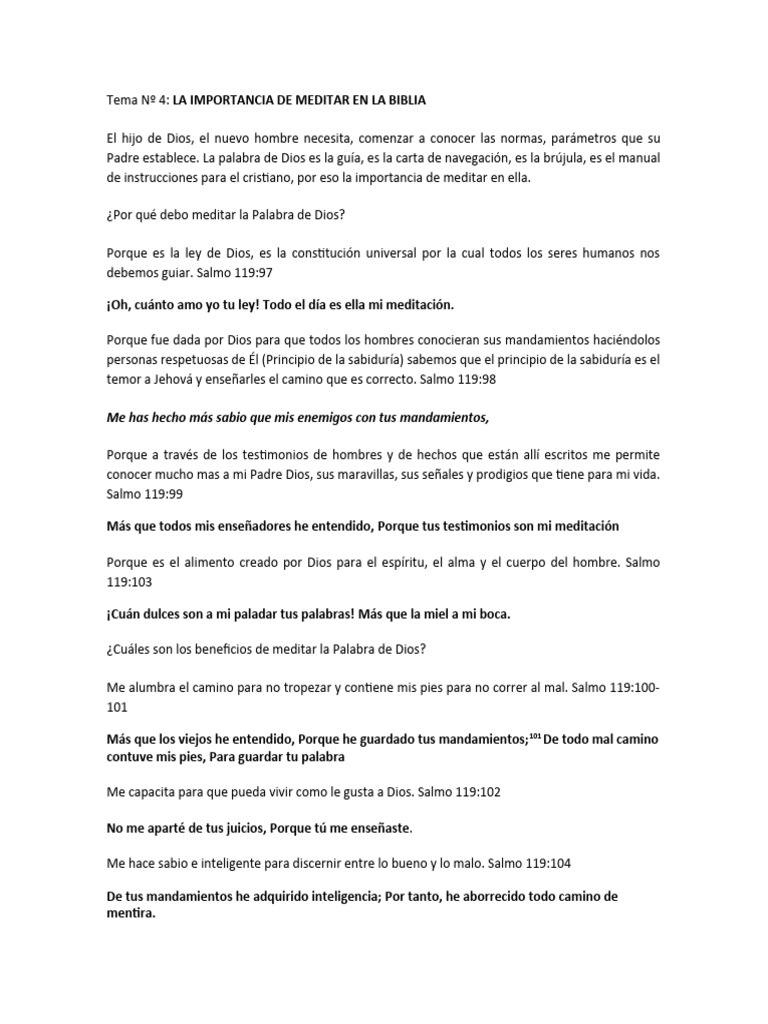 Meditar en la Palabra de Dios | PDF | Biblia | Dios