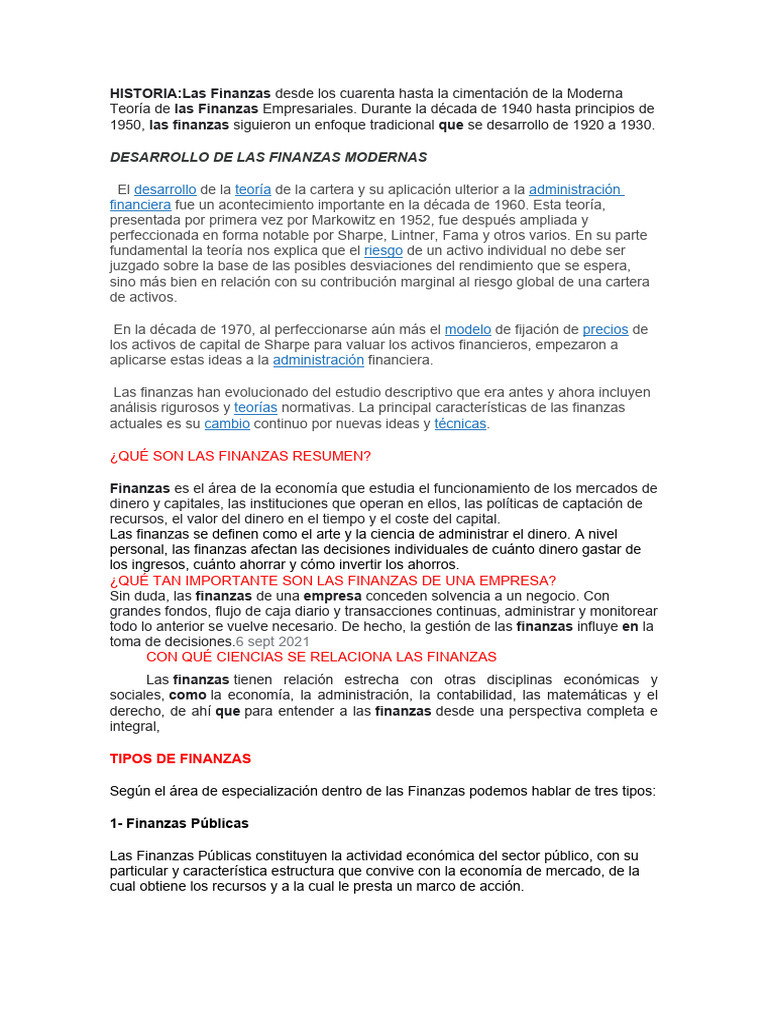 La Historia de La Ciencia de Las Finanzas | PDF | Business | Sector privado