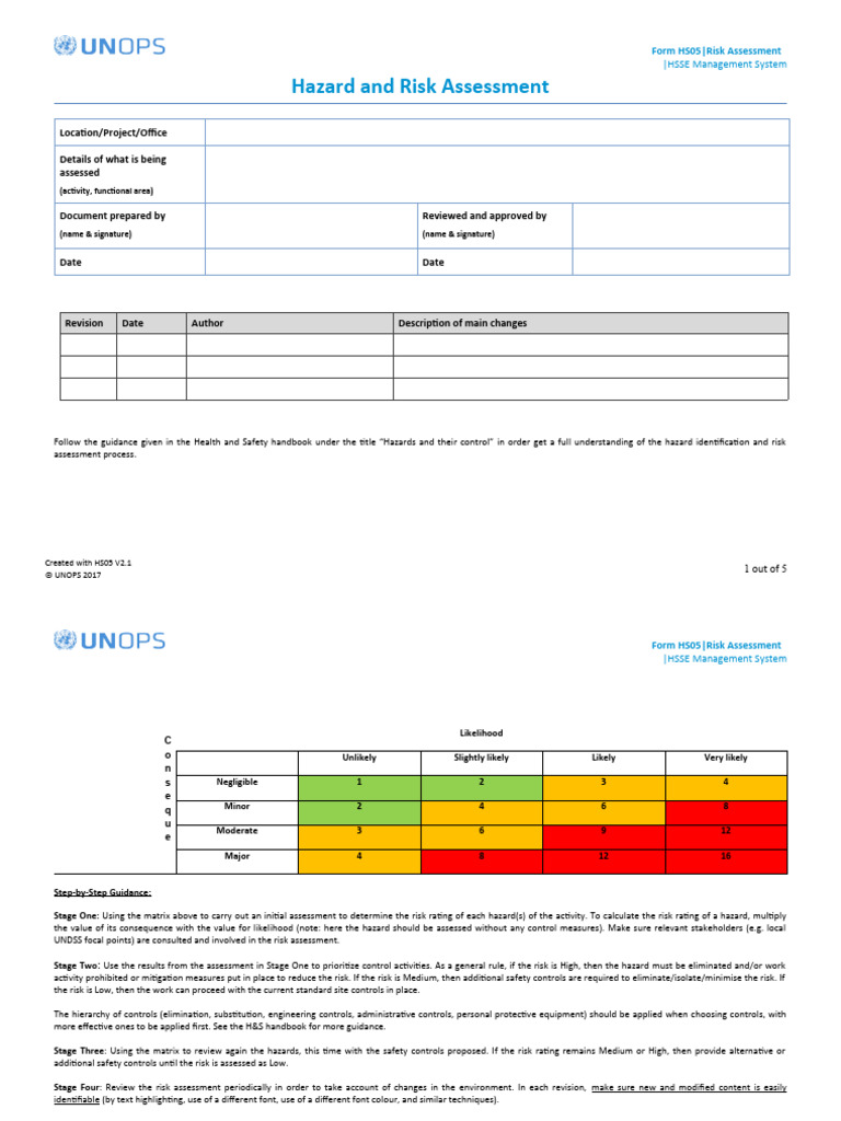 Form HS05 Risk Assessment en | PDF | Hazards | Risk
