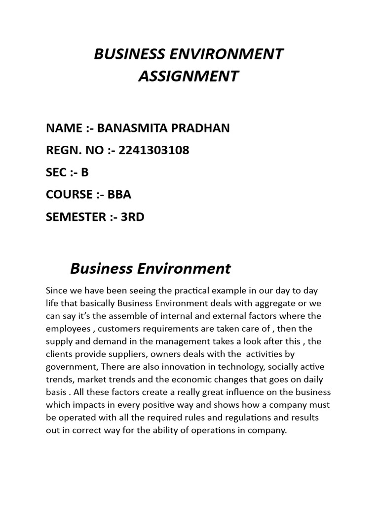 Business Environment Pdf Globalization Market Economics