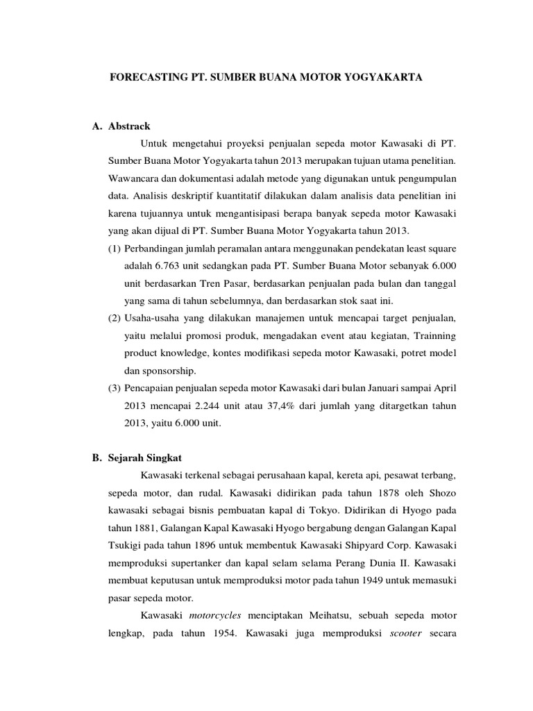 Peramalan Penjualan Sepeda Motor 2013 | PDF
