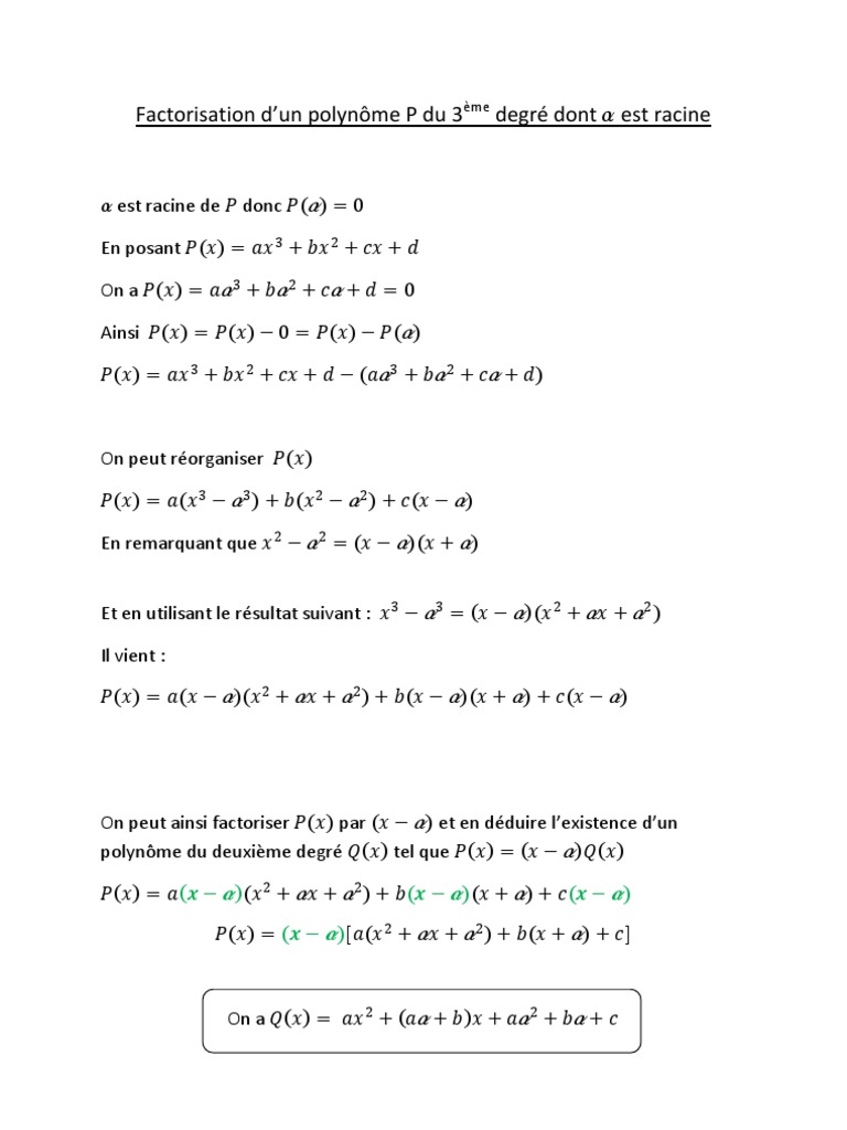 Factoriser Un Polynome De Degre 3