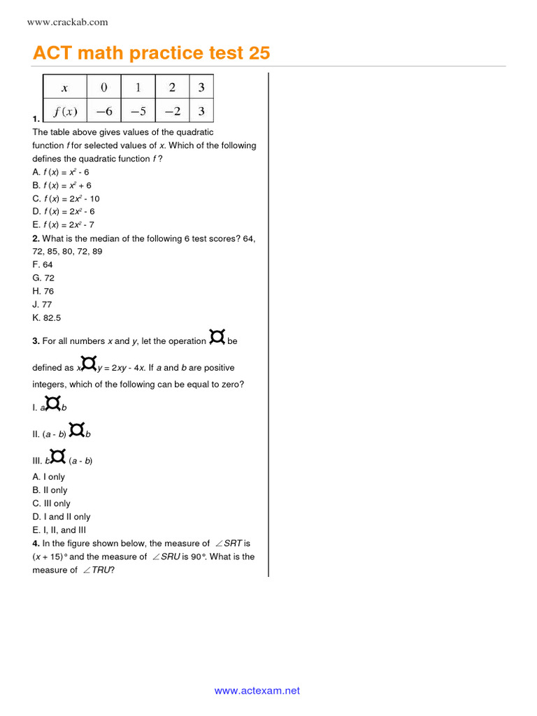 Math Test 25 | PDF | Mathematics | Elementary Geometry