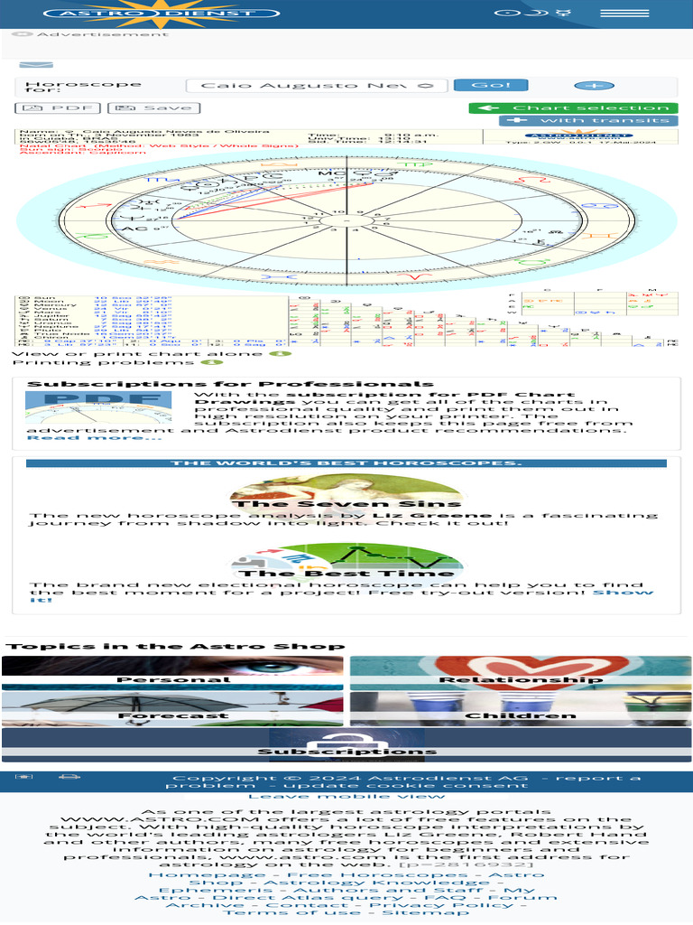 Free Astrology Chart Astrodienst PDF