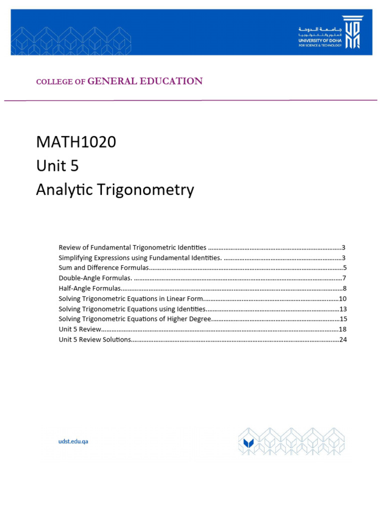 Analytic Trigonometry Guide | PDF | Trigonometric Functions | Trigonometry