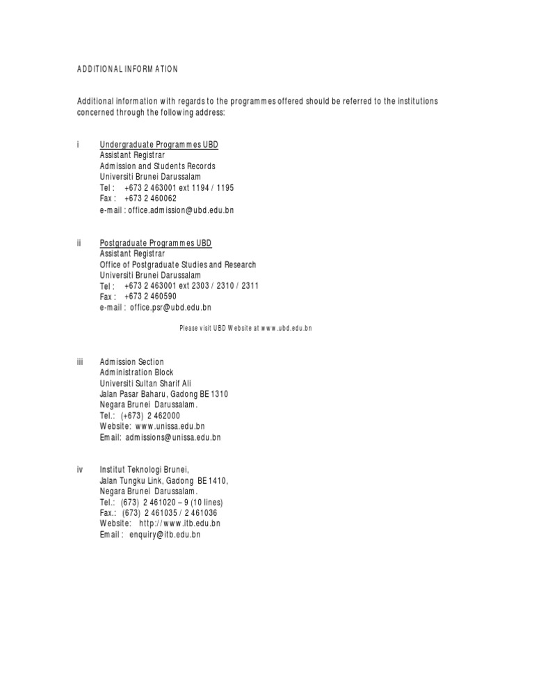 Additional Information | PDF | Higher Education | Students