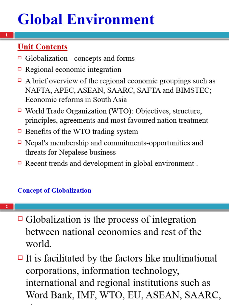 Slides On Global Environment | PDF | World Trade Organization | Most ...