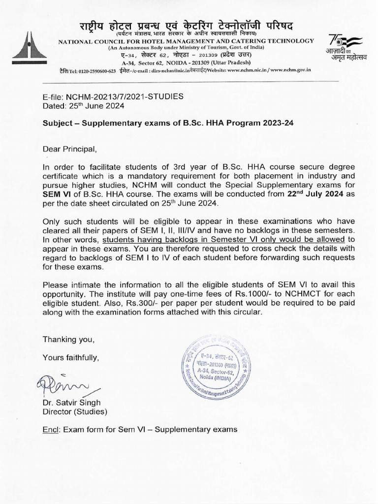 Guidelines of SEM VI Supplementary Exams 2023-24 | PDF