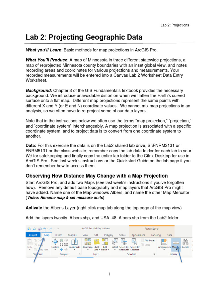 Geographic Data Projections in ArcGIS | PDF | Arc Gis | Map