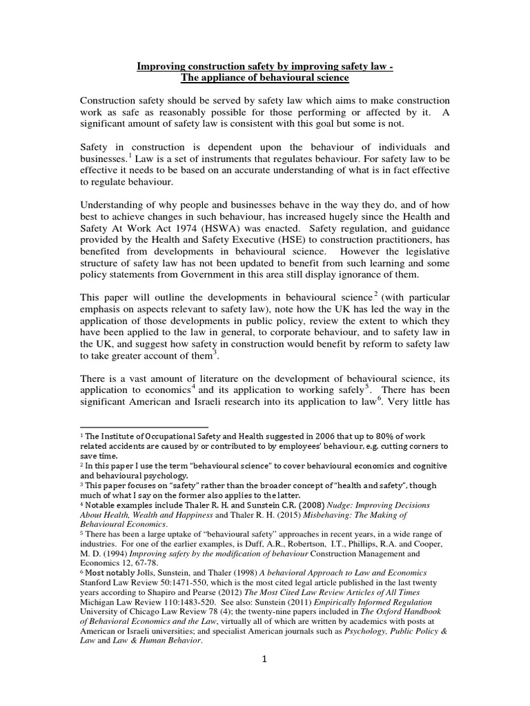 HOOPER - Improving Construction Safety by Improving Safety Law | PDF ...