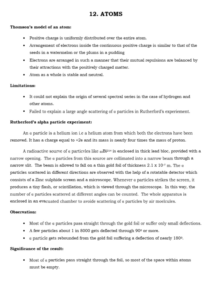 Rutherford and Bohr Atomic Models Explained | PDF | Electron | Atoms