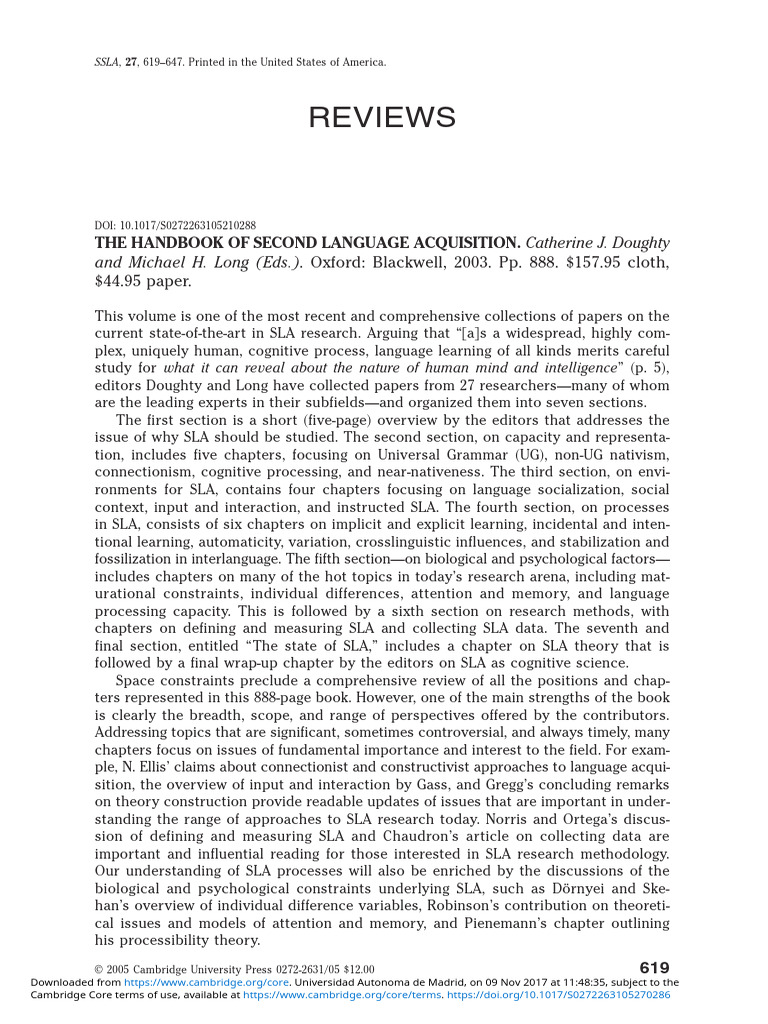 Fossilization in Second Language Acquisition | PDF | Second Language ...