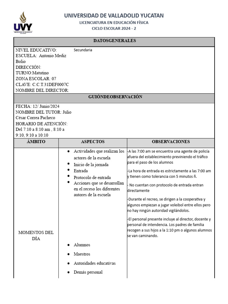 DATOS GENERALES - Ariday | PDF | Enseñando | Salón de clases