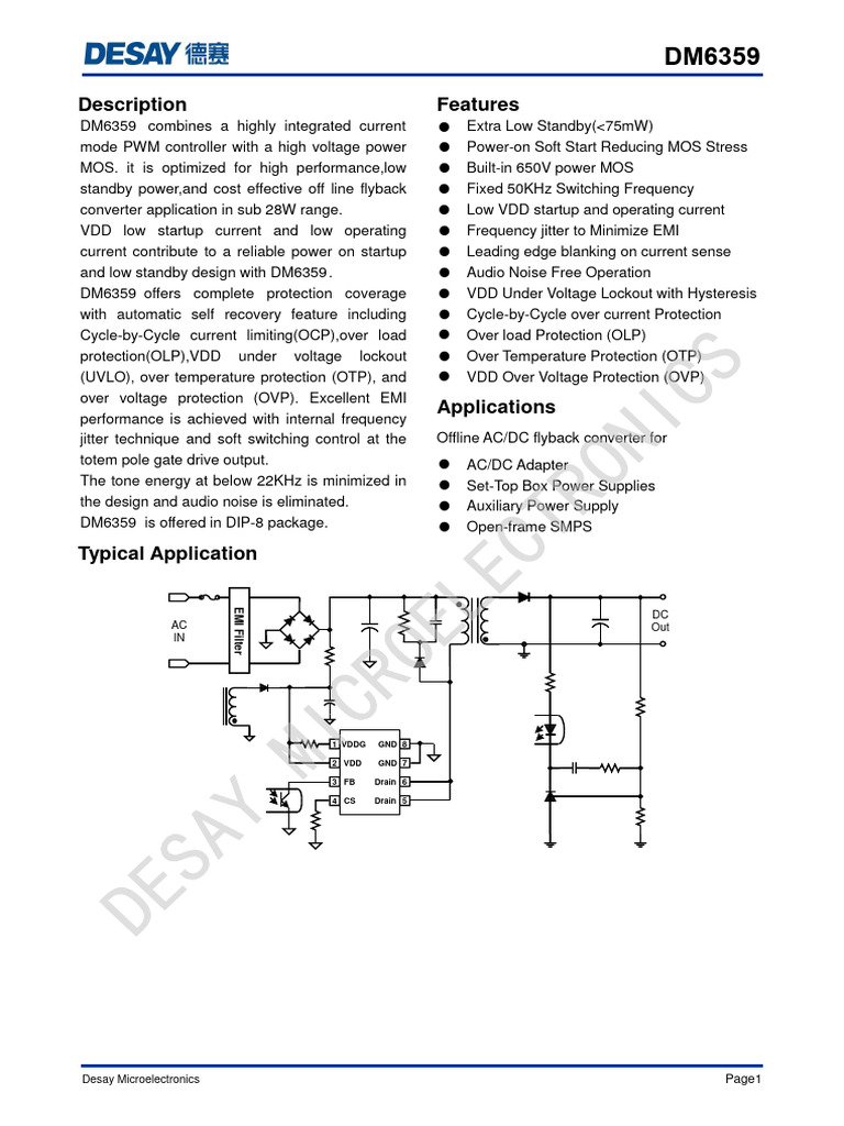 DM6359 PWM Controller Datasheet | PDF