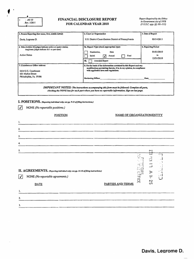 2010 Financial Disclosure Report: Davis | PDF | United States Code ...