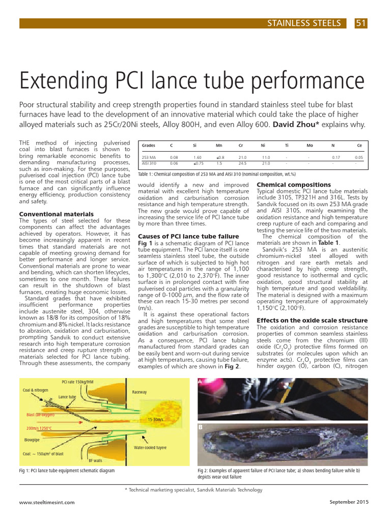 Enhanced PCI Lance Tube Materials | PDF | Stainless Steel | Steel