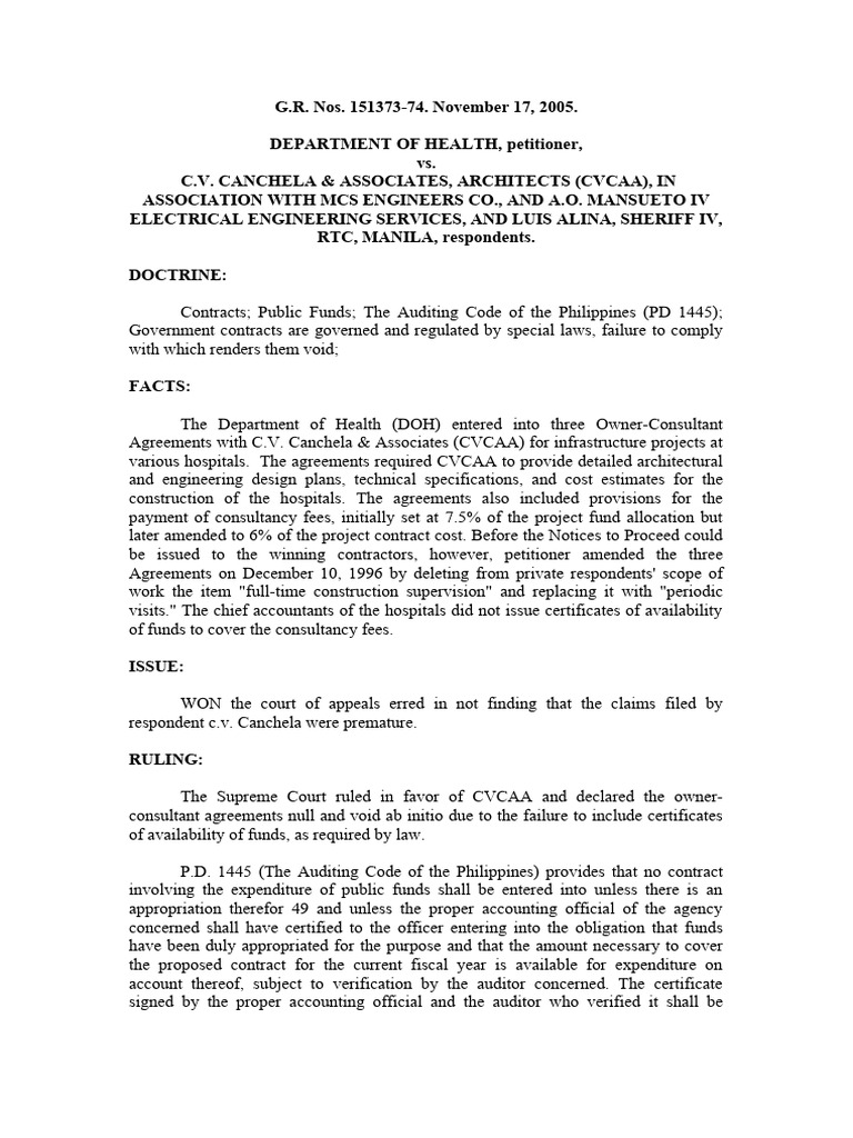 DOH vs. CVCAA: Contract Validity Ruling | PDF | Accounting | Justice