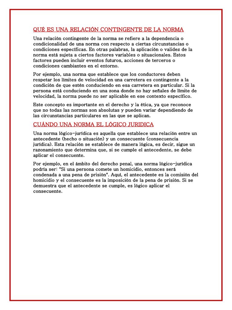 Qué Es Una Relación Contingente de La Norma | PDF