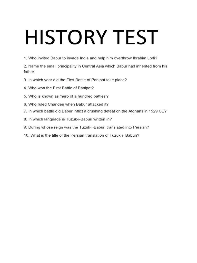 Babur and the First Battle of Panipat Quiz | PDF | Travel