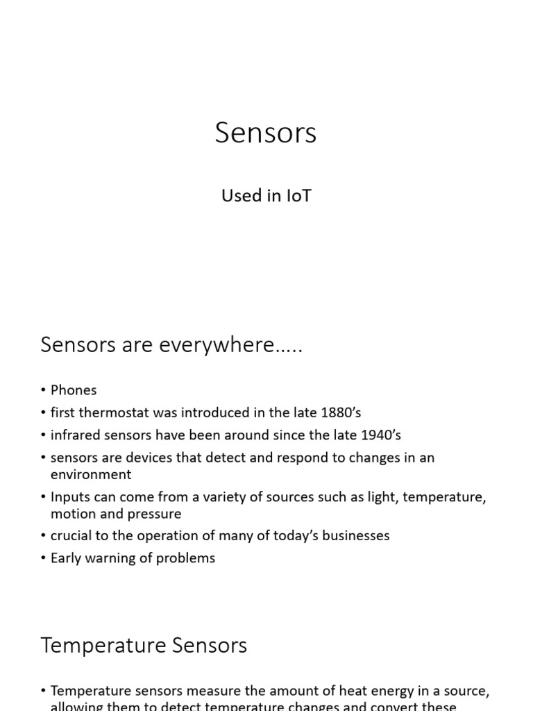Essential IoT Sensors Explained | PDF | Accelerometer | Sensor