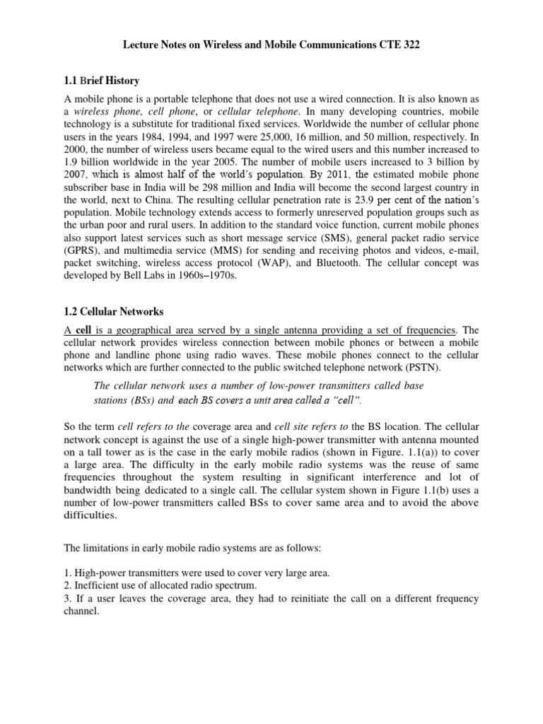Overview of Wireless Mobile Communications | PDF | Cellular Network | 3 G