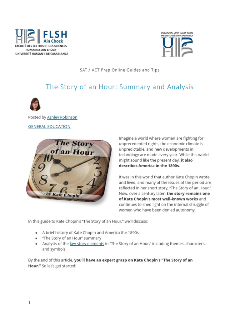 The Story of An Hour Summary and Analysis PDF