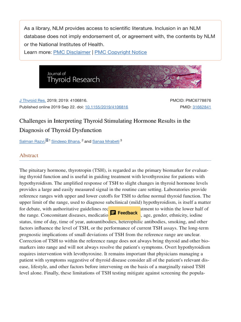 Challenges In Interpreting Thyroid Stimulating Hormone Results In The