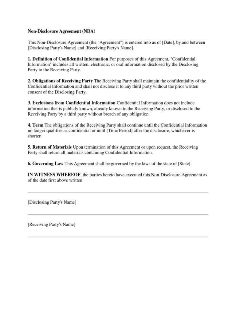 Non-Disclosure Agreement Template | PDF