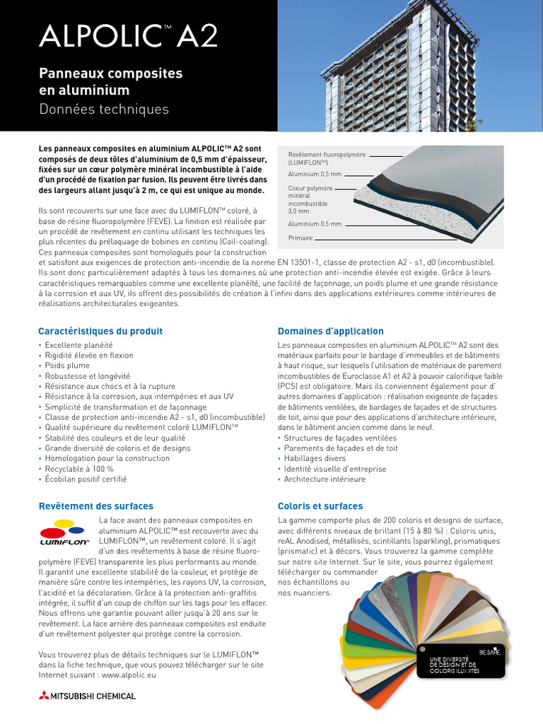 COMPOSITES ALUMINIUM ALPOLIC A2 Fiche Technique 030321 | PDF ...